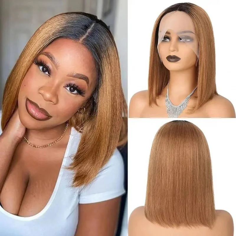 European and American women's bob lace short straight hair wig cap
