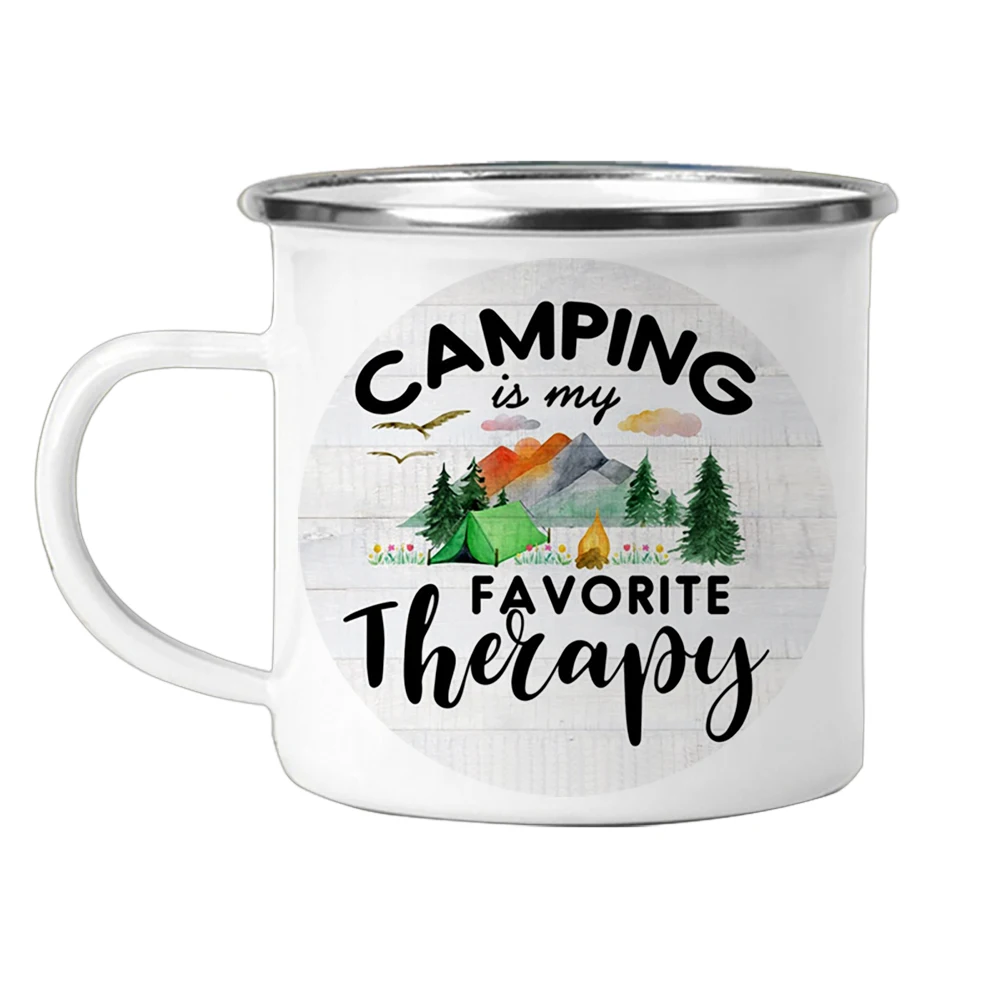 The Adventure Begind Printed Mug, Camping Enamel Cup, Beer Coffee Mugs, Mountain Handle Cups, Gifts for Camper Lovers