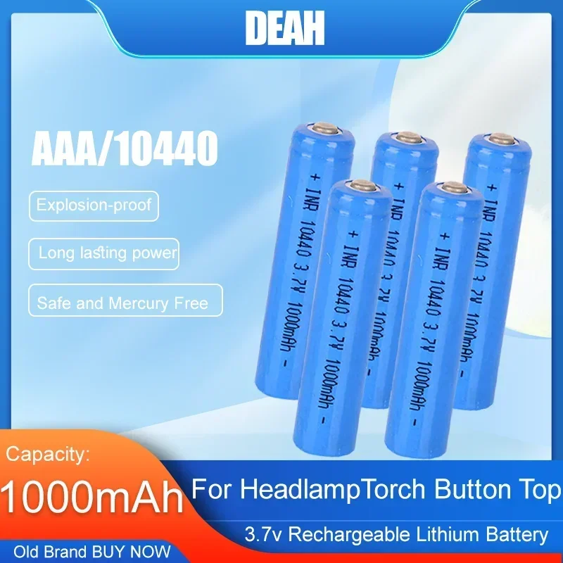 4-20PCS AAA ICR10440 3.7v Lithium Rechargeable Battery For HeadlampTorch Button Top Flashlight 3A 1000mAh Replacement Battery