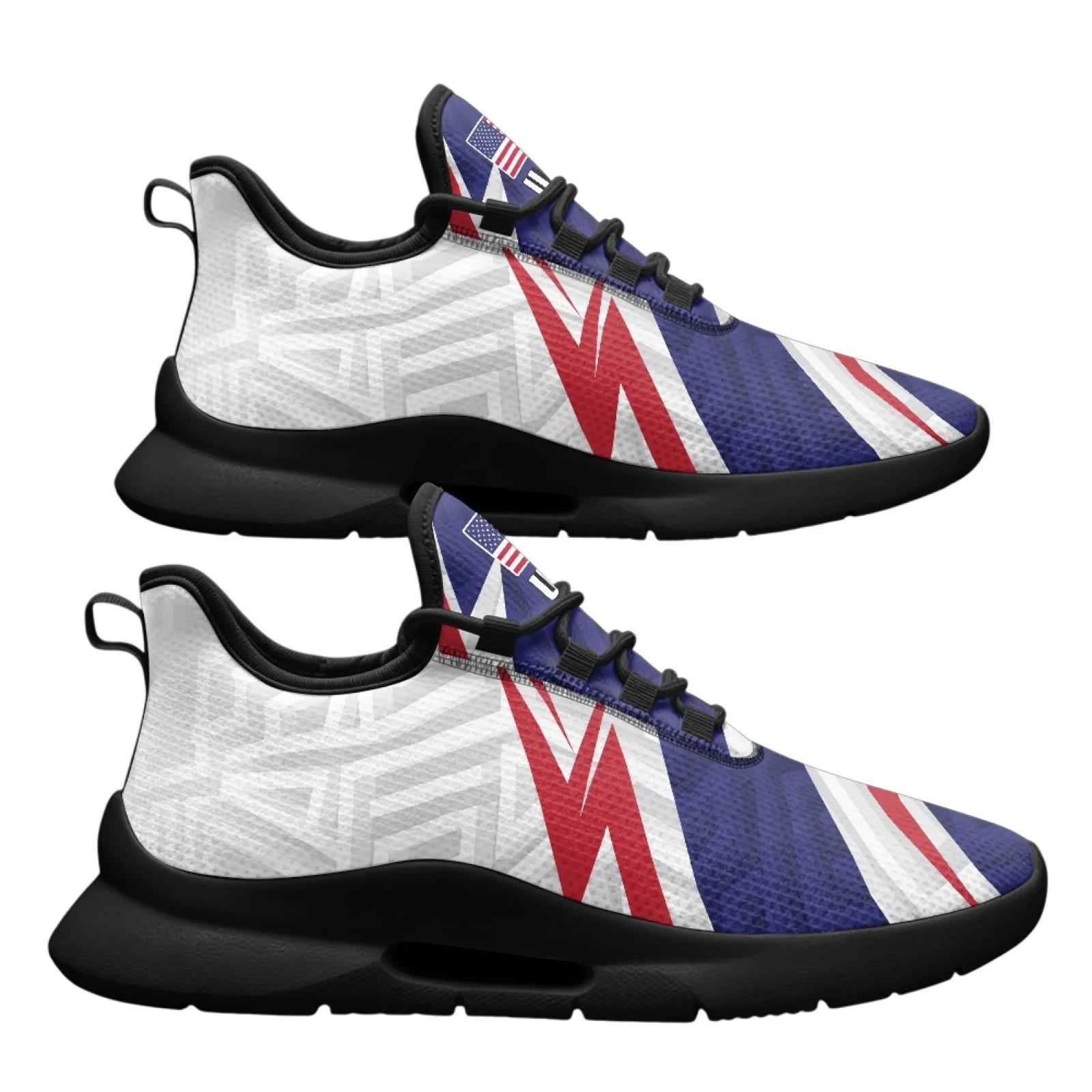 PENSTROLL 4th of July Men's Lace-Up Walking Shoes Featuring USA Flag, Mesh and EVA Flat Shoes for Everyday Autumn Wear