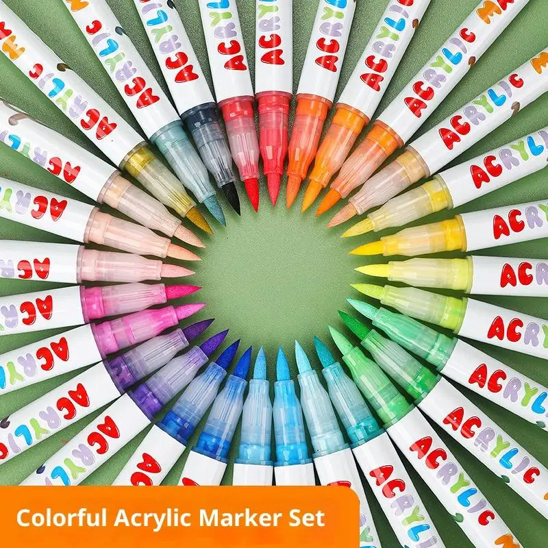 12 24 36 48 Colors Direct Liquid Acrylic Paint Marker Soft Brush Tip Pens Sets Professional Drawing For DIY Artistic