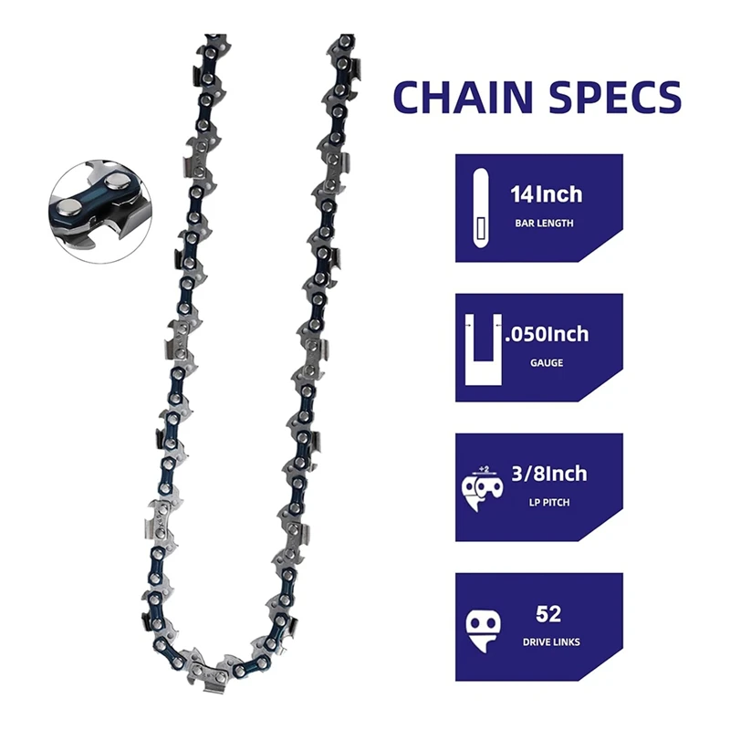 ABFU-5Pack 14In Chainsaw Chain 52 Drive Links .050In Gauge, 3/8In Pitch Replacement Chains For Husqvarna,Echo,Poulan