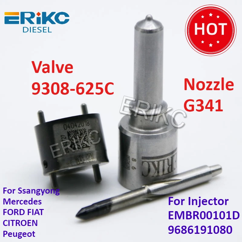 

7135-581 Diesel Injector Repair Kits Sets Nozzle G341 and Valve 9308-625C Engine Oil for Injector EMBR00101D 9686191080