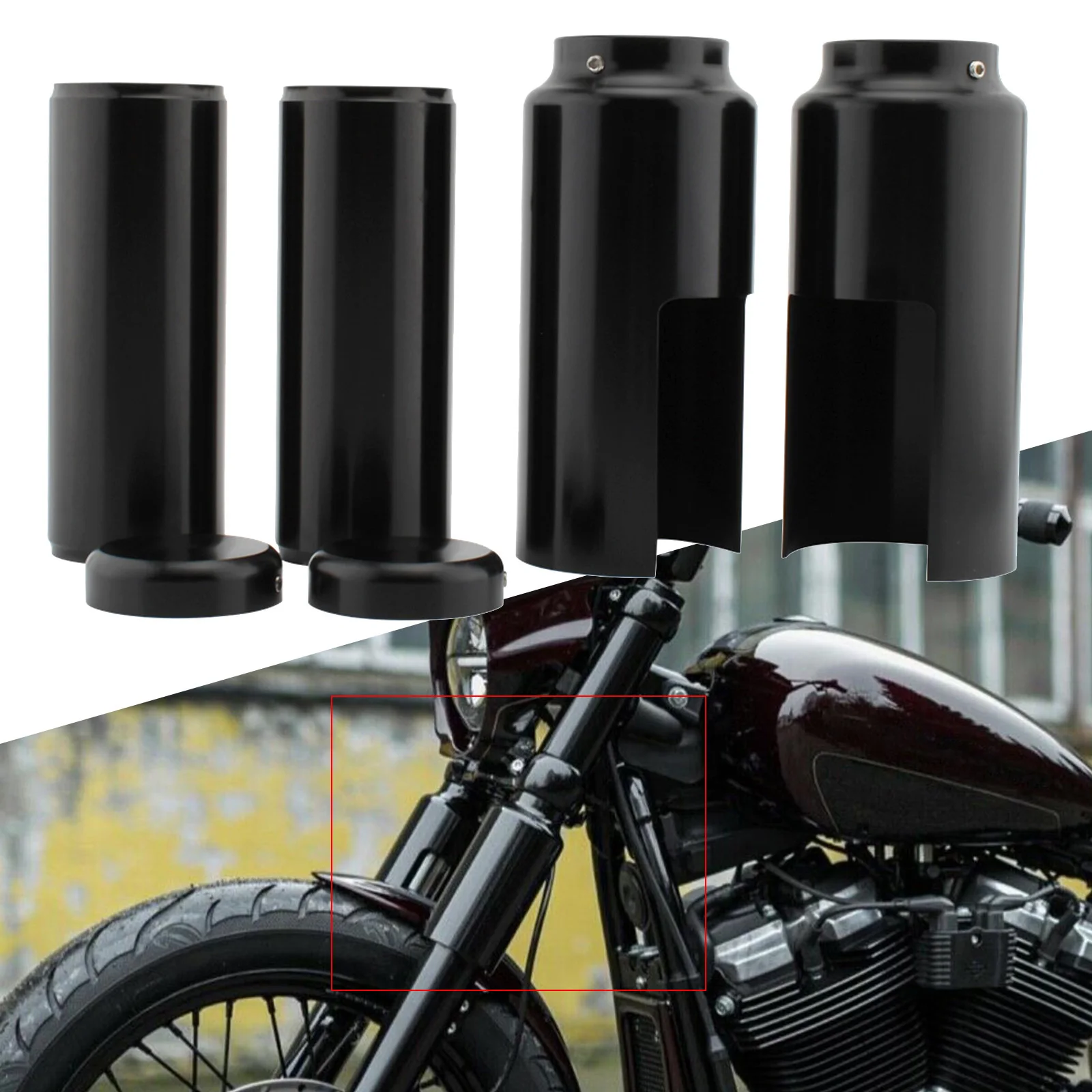 Front shock absorber protective sleeve For Harley Street Bob FXBBS Low Rider Blk