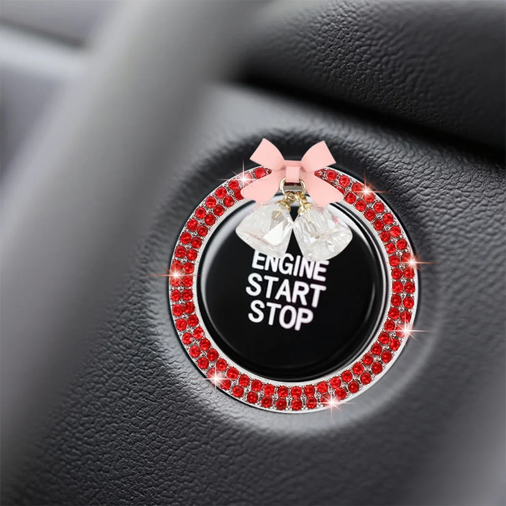 

Glamorous For Crystal Bow Engine Start Stop Button Ring For Car Ignition Switch Interior Decoration Trim
