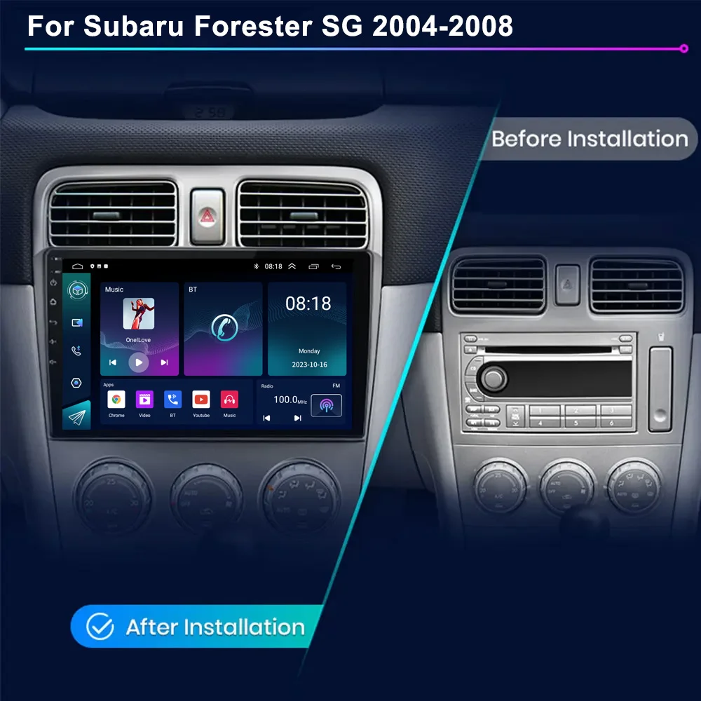 Android 13 Car Radio for Subaru Forester SG 2004-2008 Carplay Multimedia Player 2Din Stereo Headunit 9inch Navigation GPS