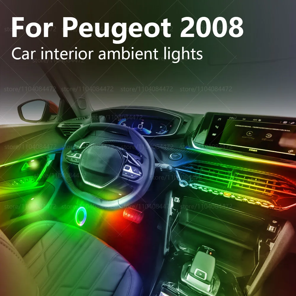 

For Peugeot 2008 22in1 RGB Car Interior Acrylic Car Ambient Lights RGB Hidden Acrylic Strip Decoration Atmosphere Accessories