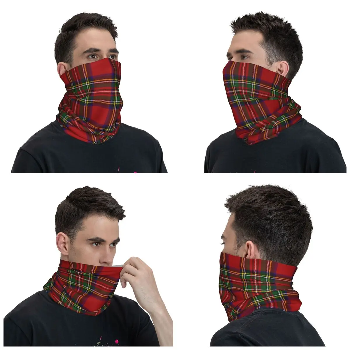 Scottish Stripes Pattern Bandana Neck Cover Printed Face Scarf Multi-use Balaclava Fishing Unisex Adult Washable