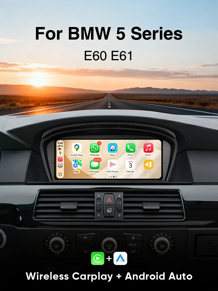 AINAVI Wireless CarPlay Android Auto 9,3 Zoll Touchscreen Linux Autoradio Stereo Multimedia-Player Head Unit Bluetooth Navigation Kompatibel mit BMW 3er 5er Serie E90 E91 E92 E93 E60 E61 E62 E63 CCC