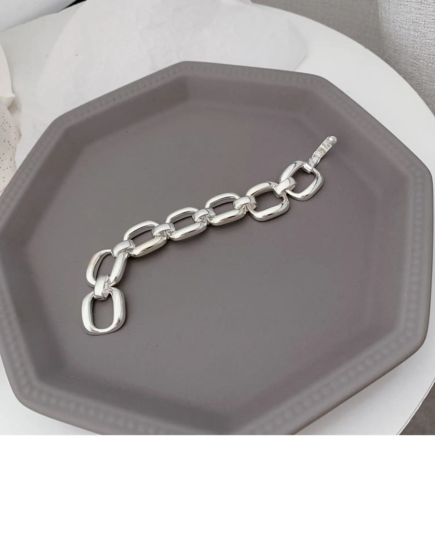 New Arrival Trendy Big Cross Chain Thai Silver Ladies Bracelets Jewelry For Women Hand Accessories Gifts Never Fade