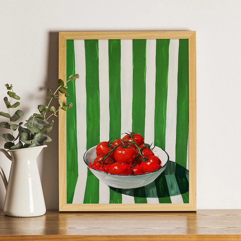 Retro Dining Fruit Orange Avocado Tomato Coffee Posters and Prints Canvas Painting Wall Art Picture for Food Kitchen Decor