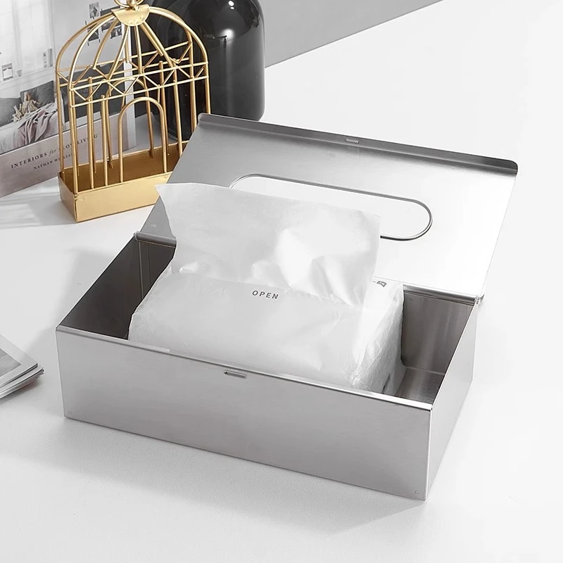 Kotak Tisu Baja Tahan Karat 304 Persegi Gaya Nordik Tempat Tisu Hotel Kafe Dekorasi Modern Minimalis Dispenser Kertas untuk Rumah