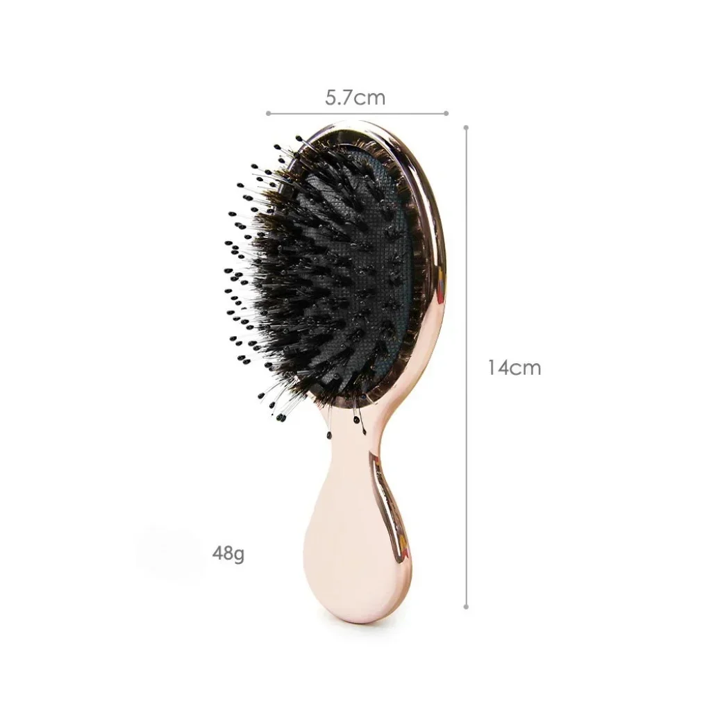 Mini brosse à cheveux en poils de sanglier, petite brosse à cheveux pour voyage, peigne miroir, brosse à palette, masseur de tête, poignées, outil