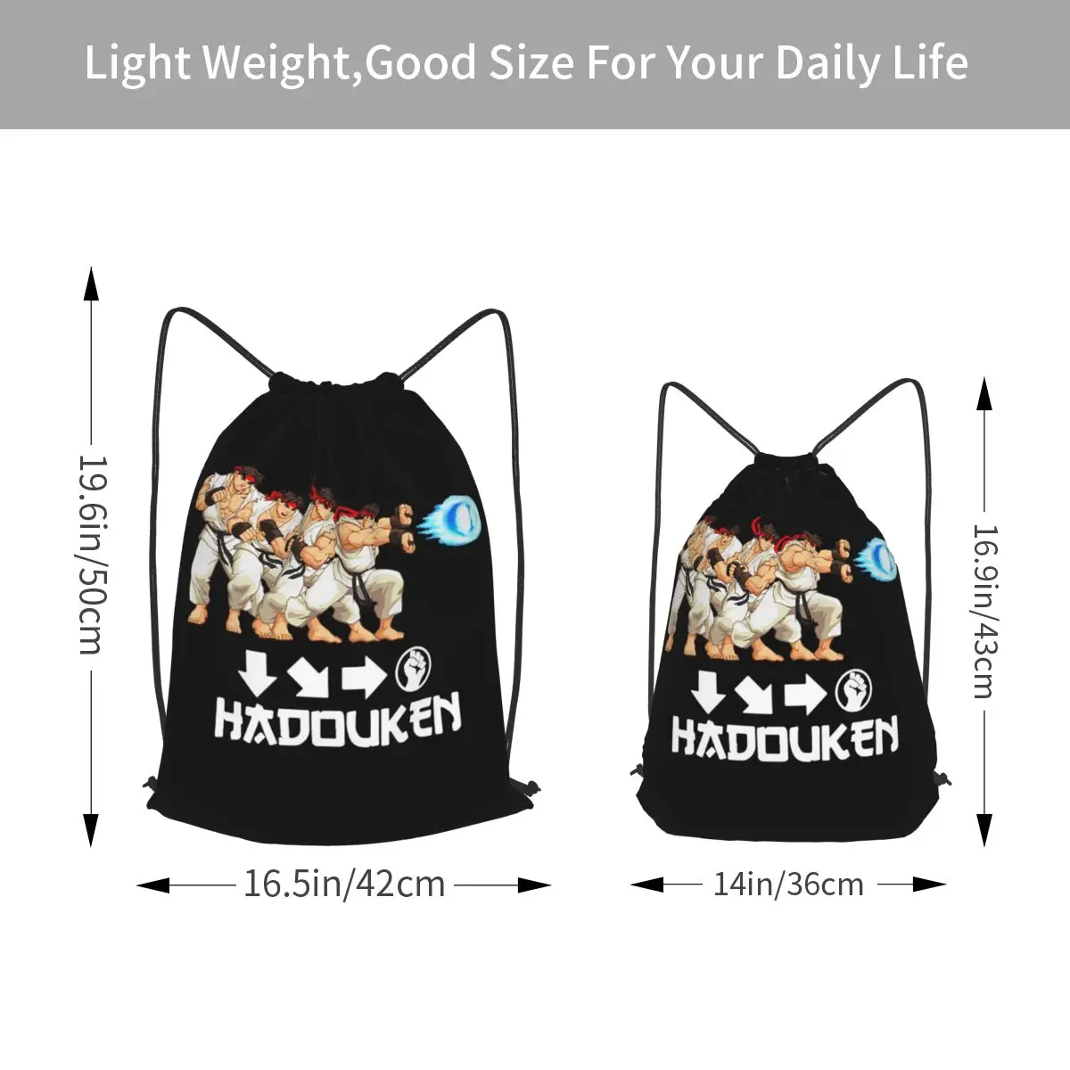 Defeated Portraits Super Street Fighter Backpacks Casual Drawstring Bags Shoes Bag Book Bags for Man Woman Students
