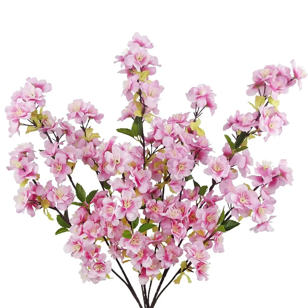 

3 шт. искусственных веток сакуры для вазы, длинные стебли, искусственные цветы, декор для весны и лета, розовые ветки из искусственного шелка.