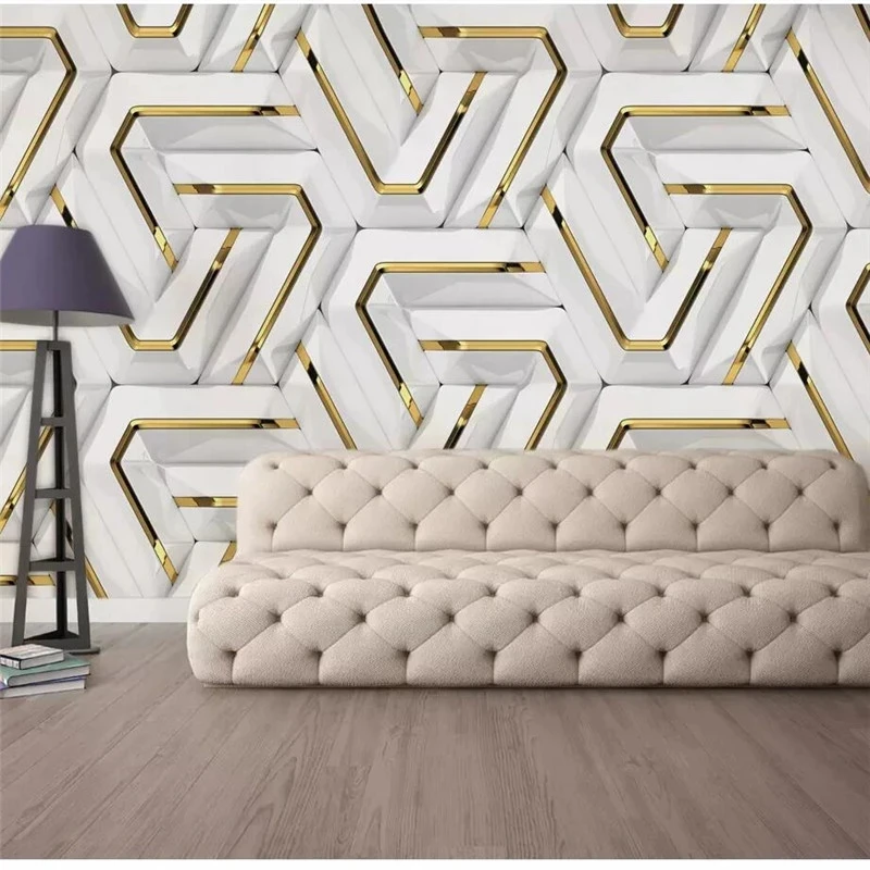 Customized wallpaper 3D geometry pattern gold abstract Mural bedroom Living room sofa background bedroom restaurant minimalist