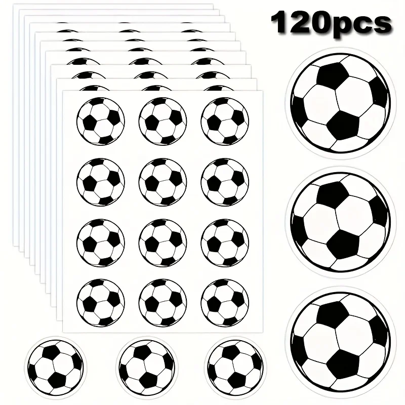 120 autocollants pour passionnés de football, étiquettes en papier couché, autocollants adhésifs, autocollants de scellage, autocollants cadeaux pour fêtes sportives