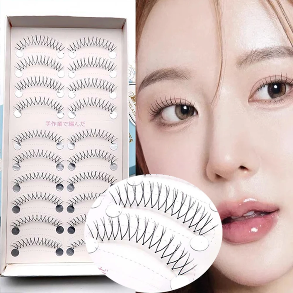 10pairs 3D V-vormige Valse Wimpers Koreaanse U-vormige Valse Wimpers Comic Eye Faux Nertsen Wimpers Transparante Stem Lash Extension