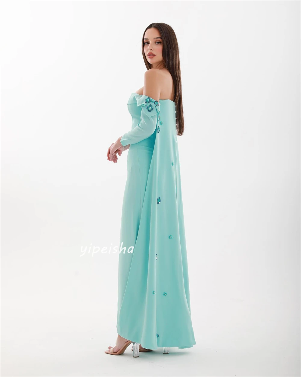 Customized Jersey Beading Draped Pleat Quinceanera A-line Off-the-shoulder Bespoke Occasion Gown Midi Dresses