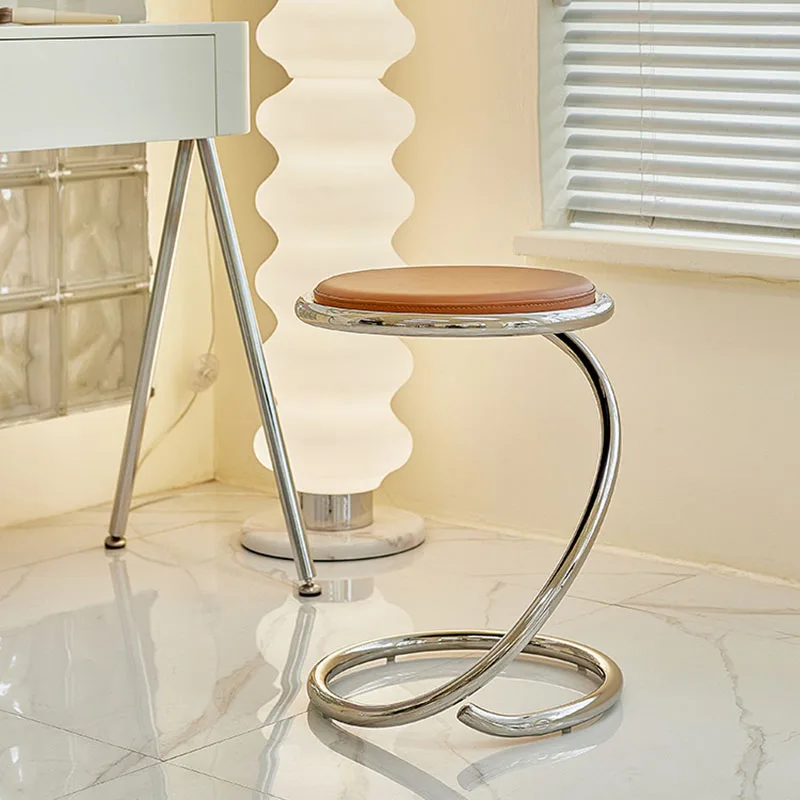 Stainless Steel Retro Designer Makeup Stool Dining Chairs Home Creative Dressing Stool Nordic Chairs Luxury Bedroom 식탁의자 Cadeira