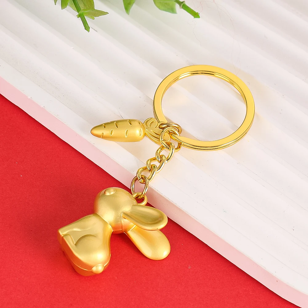 

Rabbit Carrot Keychain Cute Metal Charm Bag Pendant Purse Gift Key Ring Holder Golden Animal Accessory Fashion Jewelry Ornament