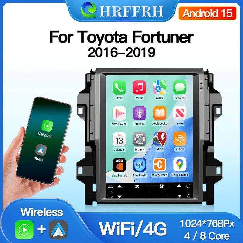 

Android 15 For Toyota Fortuner 2016-2021 Player GPS Carplay 4G Autoradio Audio Radio Auto Tesla Screen Car Multimedia Navigation