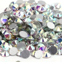 Crystal AB No HotFix Rhinestones Glass Iron On For Fabric Garment Decorations Sewing Fabric Garment Nail Art Rhinestones