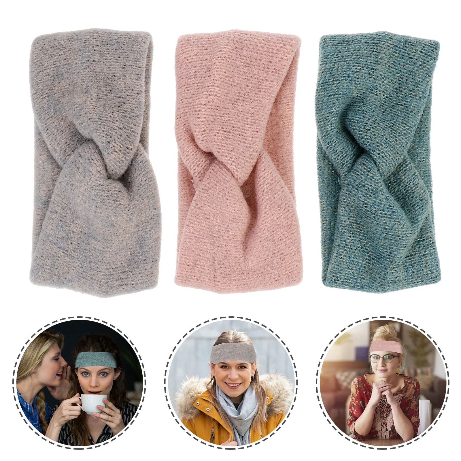 

3Pcs Elastic Headband Ear Warmer Hairband Cozy Warm Hairband Yoga Thick Comfortable Cotton Wide Fitness