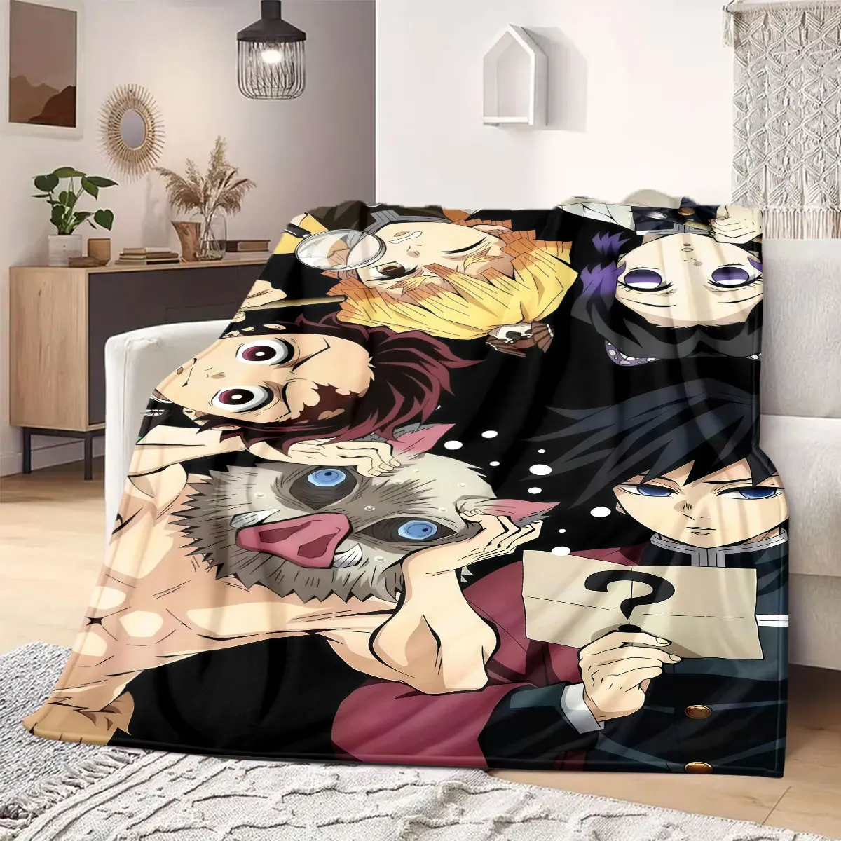 Inosuke Boar Rush Flannel Blanket Warm,Comfortable,Suitable for Bedrooms,Sofas,Beds,Chairs,Picnics,Travel
