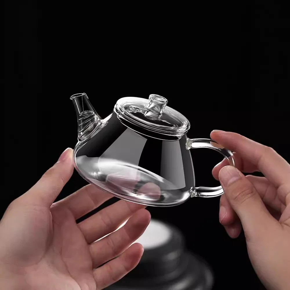 إبريق شاي زجاجي صغير مقاوم للحرارة مع فلتر تخمير شاي بالأعشاب المزهرة غلاية شاي الكونغ فو المنزلية براد شاي