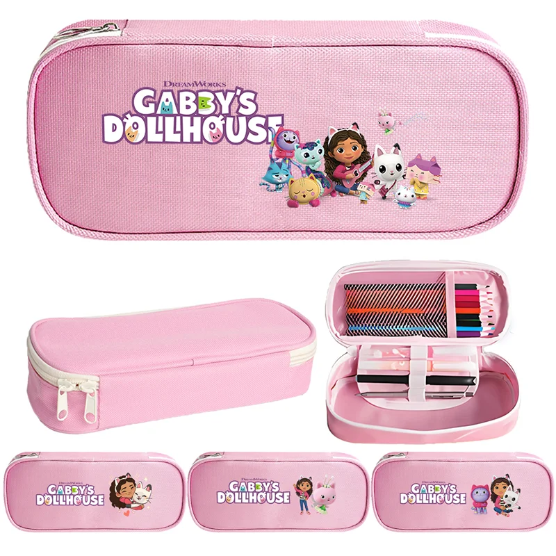 Gabby Dollhouse Girl Pencil Case Kindergarten Cartoon Pencil Bag Children Anime Printed Pen Case School Stationery Pencilcase