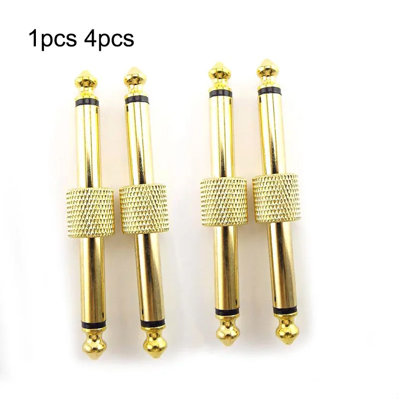 1/4 Pcs  6.35mm Mono Jack Audio Adapter Connector Guitar Effect Pedals Instrument Convert Metal Solder Plug Patch Adaptor D3