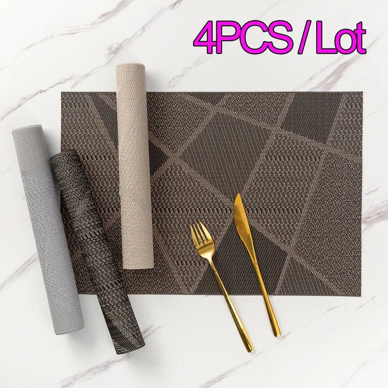 4 Stück wasserdichte Tisch Tischset PVC wasch bare Untersetzer im europäischen Stil für Tisch Rechteck 30x45cm Anti-Rutsch-Pad Esstisch Dekor