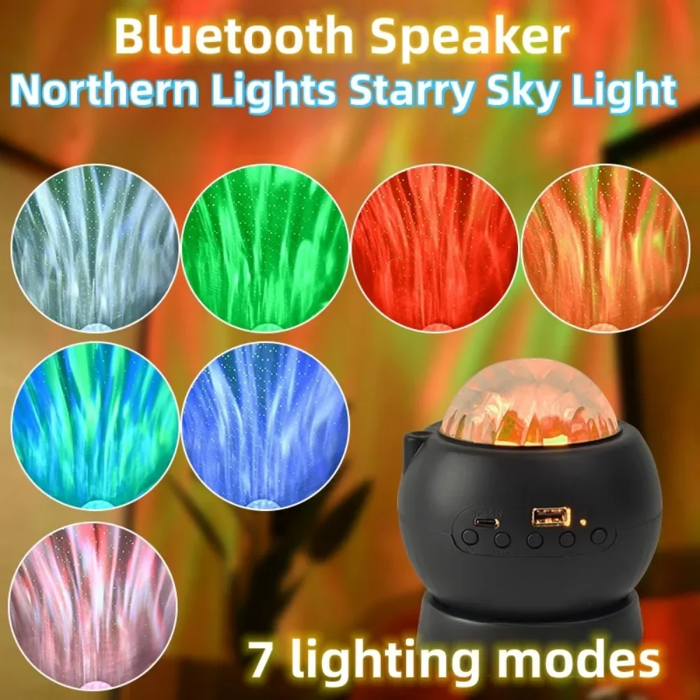 

Northern Lights Starry Sky Projection Light Blue-tooth Subspeaker 360 Degree Rotating Angle Night Light Gift Led Ambient Lamps