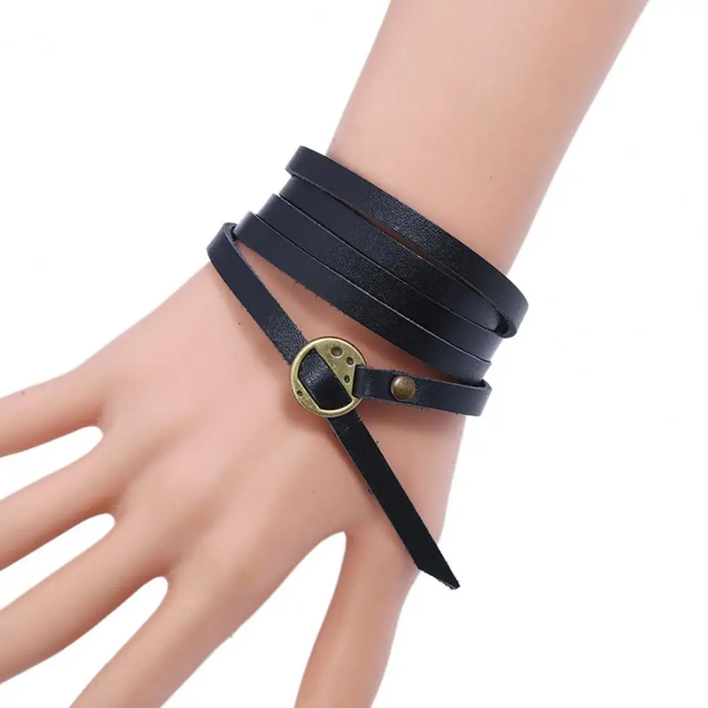 Faux Leather Bracelet Fashion Men\'s Hand-woven Multilayer Leather Bracelet Handmade Lace Up Wrist Strap