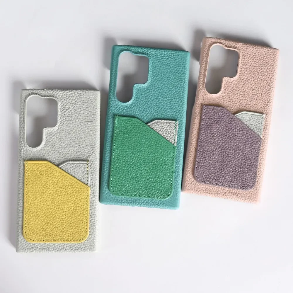 

Роскошные чехлы из натуральной кожи с отделениями для карт для Samsung Galaxy S24 Ultra, чехол S23 S22 S21 Note20 S23FE S25, задняя крышка для телефона Fundas