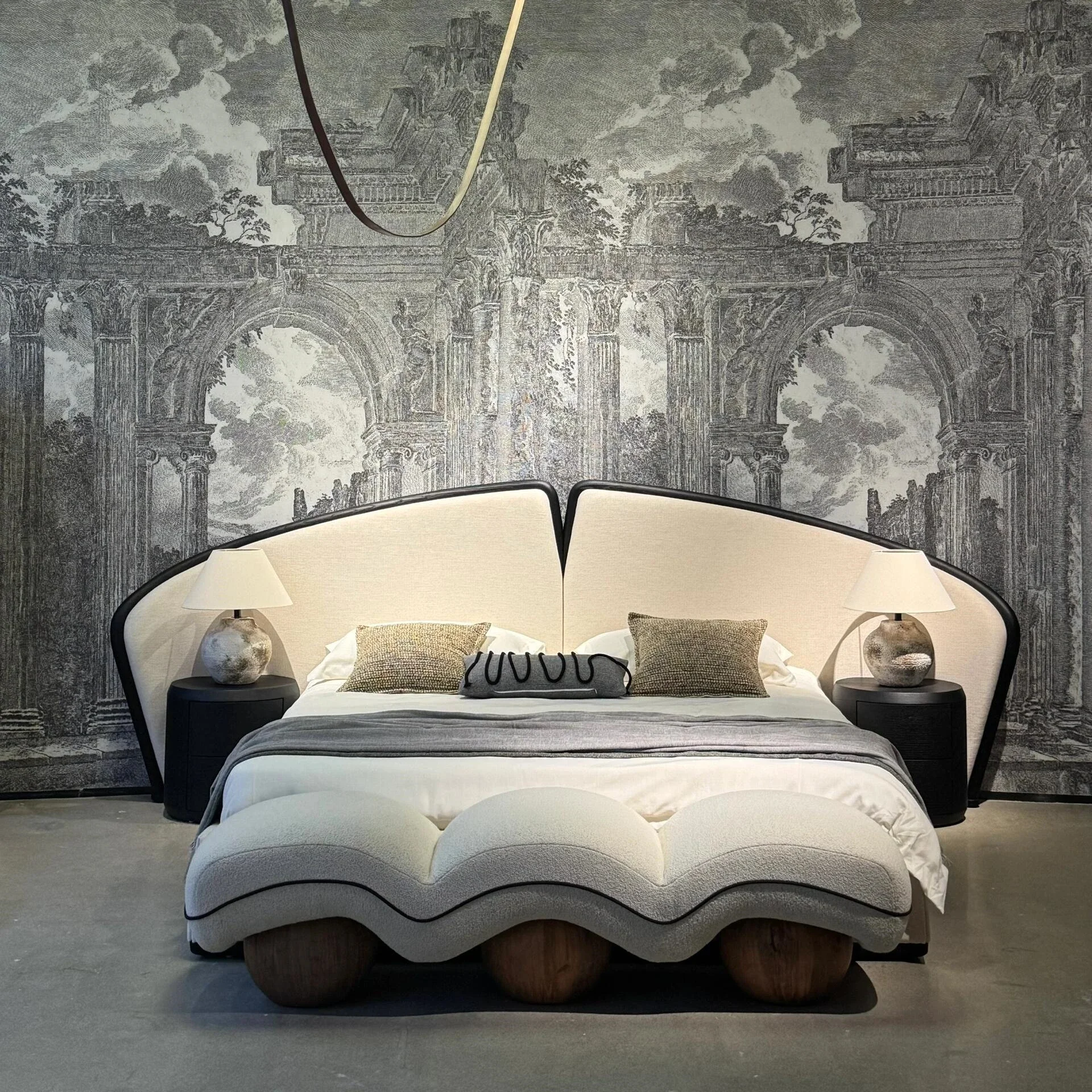 

Widescreen bed, bedroom, master bedroom 1.8 meters, large bed, contrasting color design, fabric, double bed