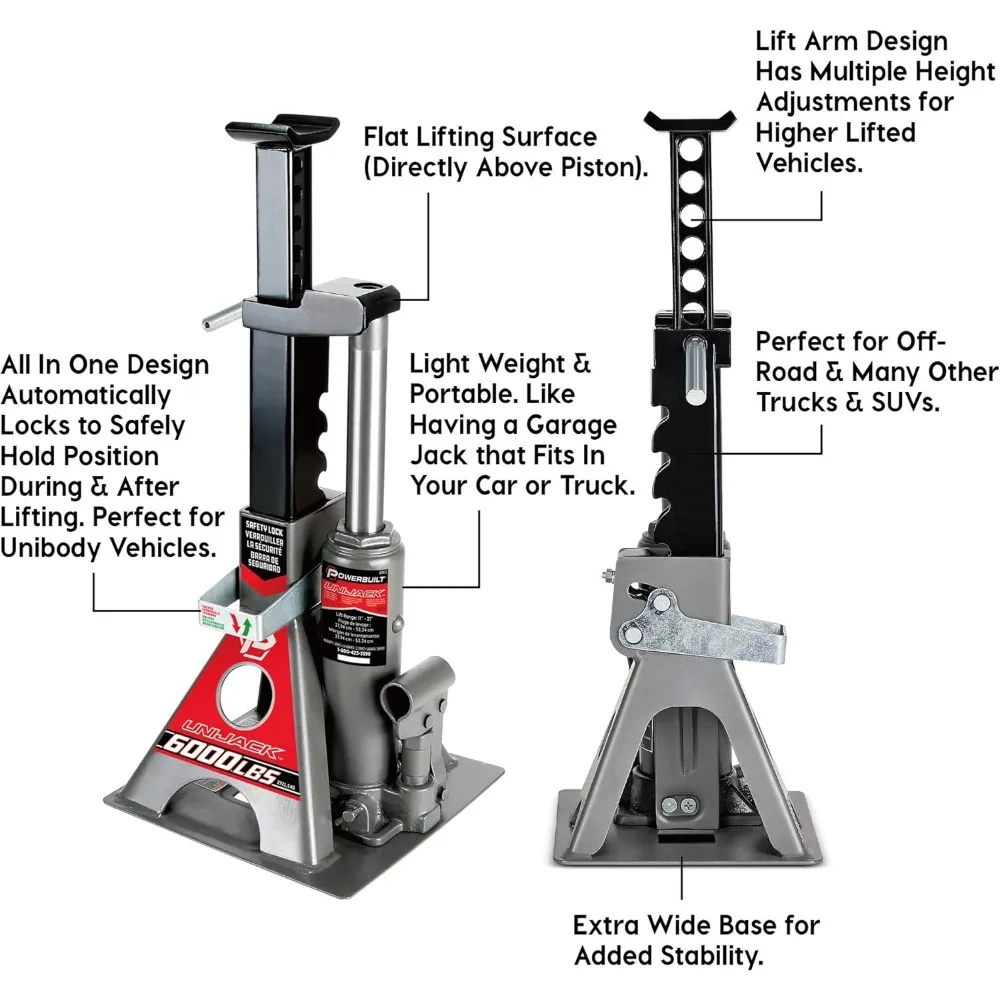 3-Ton All-in-One Car Jack & Stand, 6000lb Capacity, Wide Base for SUVs/Trucks/RVs