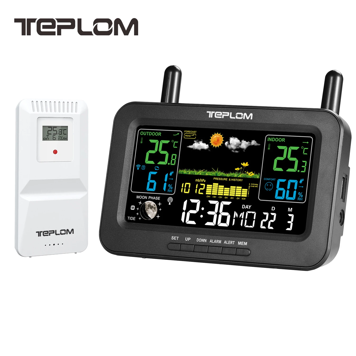 Digital Mini Weather Station Upgraded Full‑View Color LCD Screen Wireless Indoor Outdoor Temp Humidity Monitor Atomic Weather