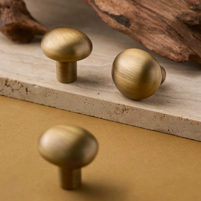 Creative Pebble Brass Handles Wardrobe Cabinet Drawer Furniture Small Knobs Antique Copper Retro Single Hole Cabinet Door Pulls