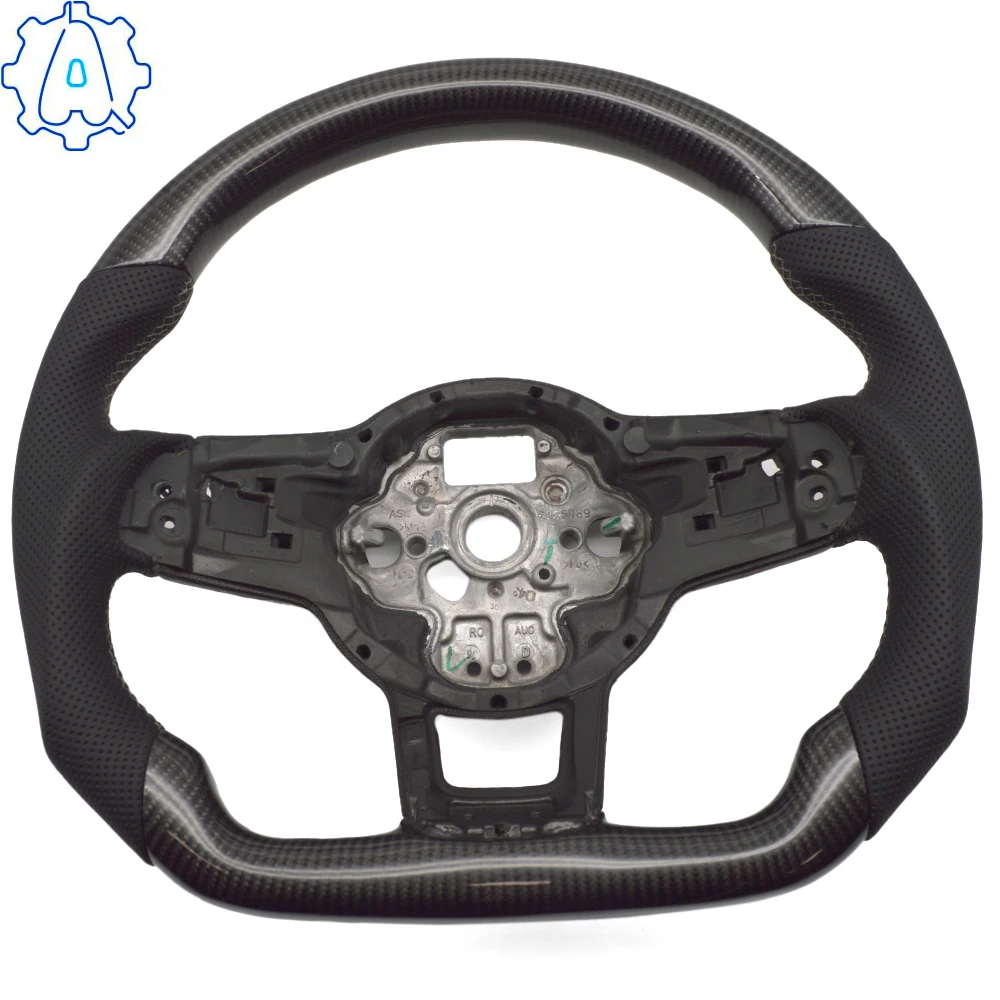 Carbon Fiber Steering Wheel Half Perforated Leather For VW Golf 7 7.5 GTI GTD GTE R 2013-2020 Polo GTI Tiguan Passat DSG