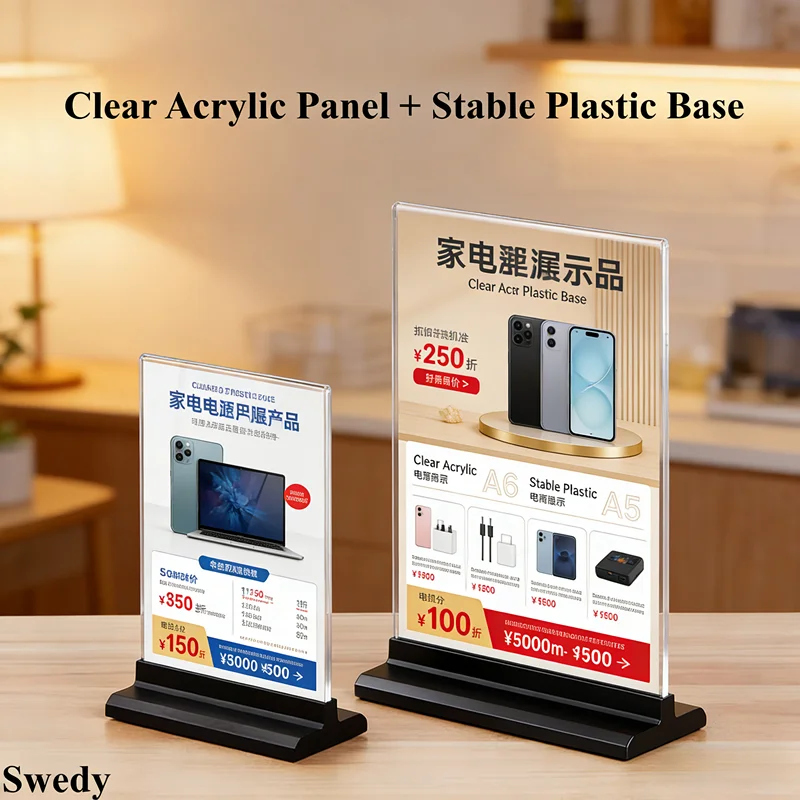 A4 210x297mm Double Side Acrylic Leaflet Sign Holder Display Stands Photo Picture Frame Restaurants Table Menu Poster Holders