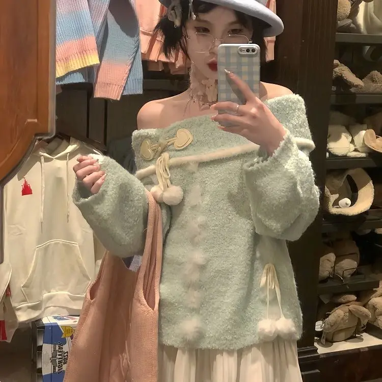 Japan Fashion Kawaii Sweater Women Harajuku Long Sleeve Indie Aesthetic White Pullover Casual Clothes Korean Outfits
