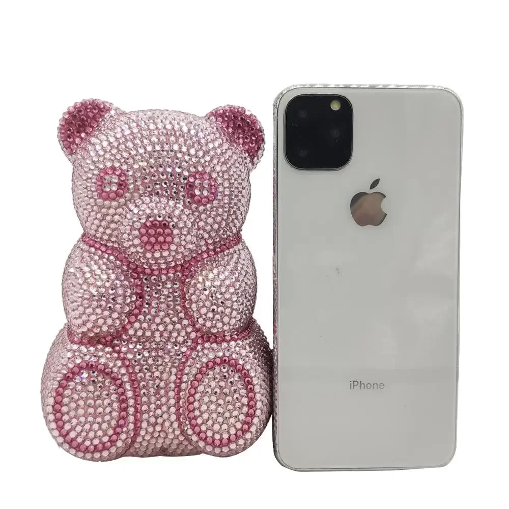 Boutique De FGG (in stock) Teddy Bear Animal Women Crystal Clutch Bags Party Cocktail Rhinestone Handbags Evening Clutch Purse