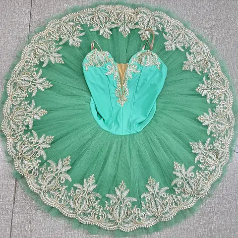 Akeylia Green professional ballet tutu women performance pancake tutu classical for girls customized 11layers hook BLST20125
