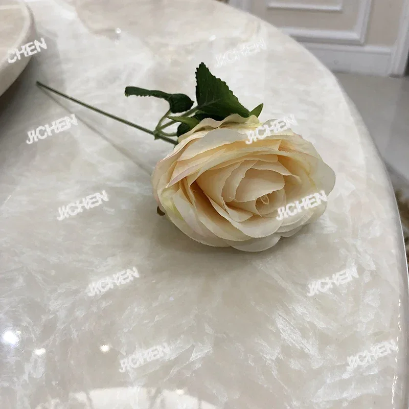 

HZ French Luxury Dining Table And Chair Combination, European Court Marble Round Dining Table Restaurant With Turntable Dining