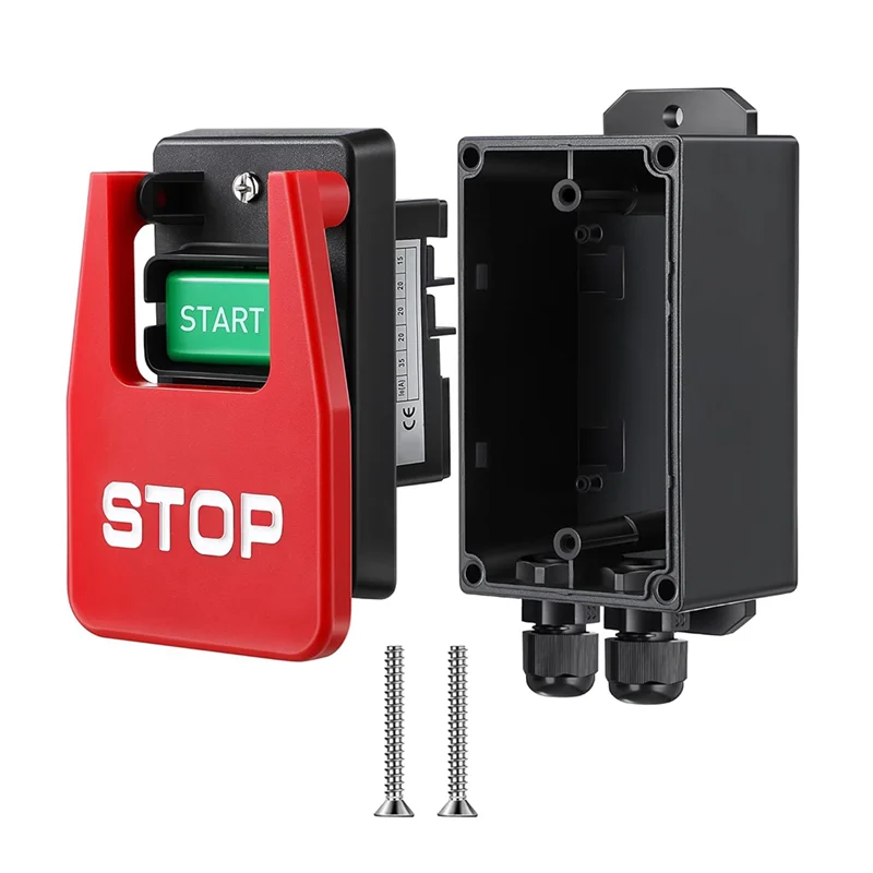 Interruptor liga/desliga monofásico ABKO-110/220V, interruptor de alimentação de segurança com pá de sinal de parada grande, contato fácil para energia para serra de mesa
