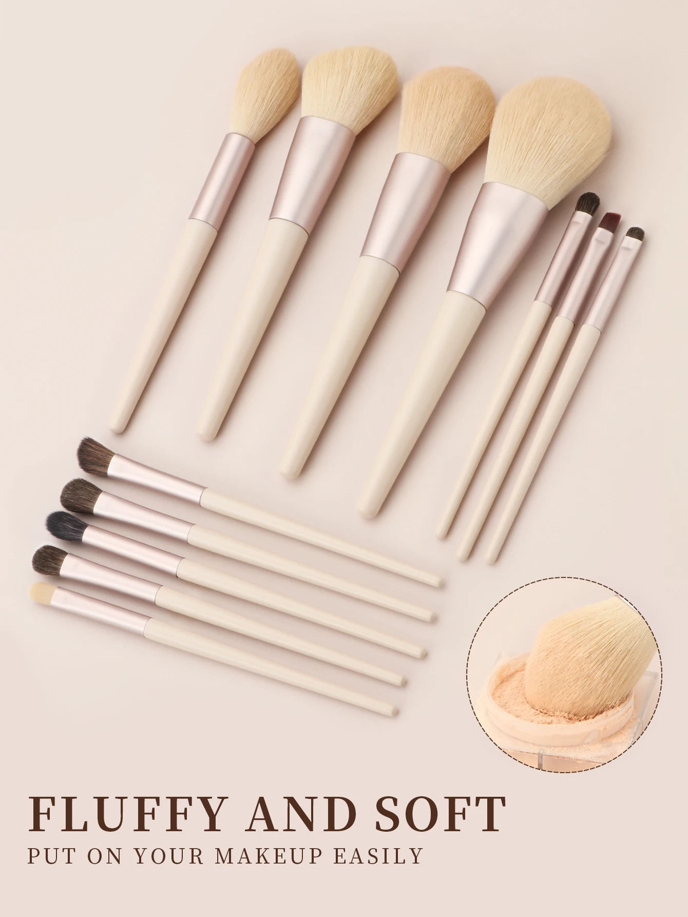 Conjunto de pincéis de maquiagem com 12 peças, este conjunto inclui 12 pincéis diferentes, pincel de fundição, corretivo, cabo longo, pincel kabuki alto