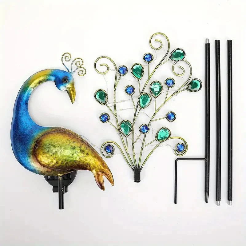 Metal Peacock Lawn Decor with Solar LED Lights Garden Ornament Outdoor Decor Landscape Decorative Sculpture image 5