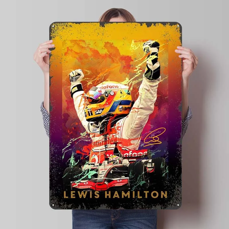 Lewis Hamilton Tinplate Signs Sports Poster Vintage Metal Plate High Quality Metal Sign for Wall Art Decoration Home Decorations